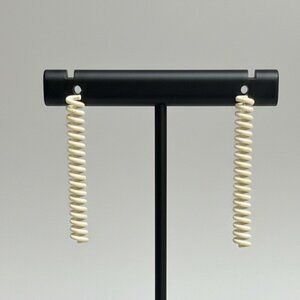Vintage Metal Coil Pierced Earrings Ivory